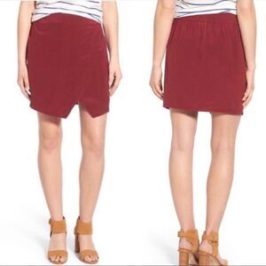 Madewell | Silk Parkway Dusted Burgundy Asymmetrical Hem Pull On Mini Skirt | S